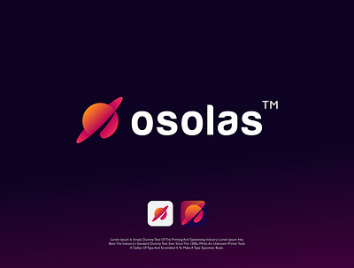 Osolas Logo Design app branding cloud cosmos gradient growth icon identity jupitar logo logotype marketing orbit planet renewable energy software solar space technology vector