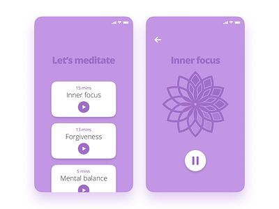 Minimalistic meditation app. health meditation mobile app mobile design mobile ui ui ux