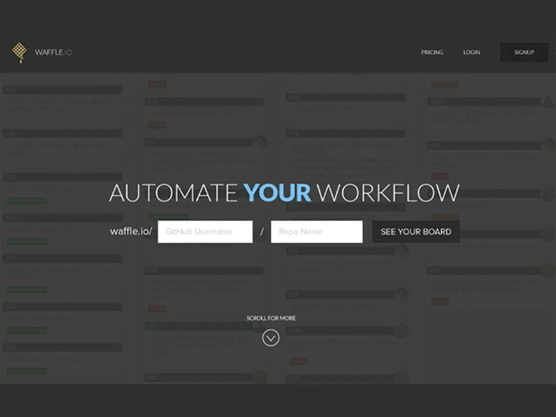 waffle.io Landing Page Animation animation gif landing page overlay