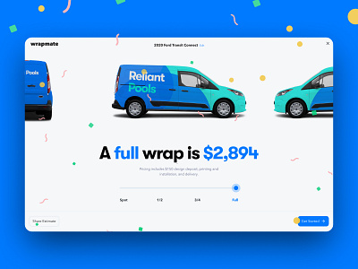 Wrapmate Pricing Page - Onboarding animation car confetti funnel onboarding photo ui vehicle wrap wrap
