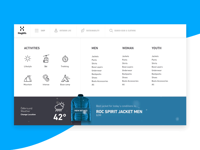 Weather/Jacket Recommendation ecommerce geolocation menu recommendation snow weather