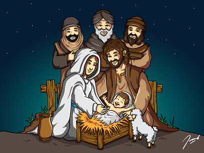 The Birth of the Prince of Peace bible cartoon christian christmas december design drawing illustration jesus christ vector warm