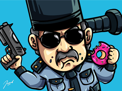 Mr Donuts branding cartoon cute design donuts icon illustration logo mascot pinky policeman sweet vector
