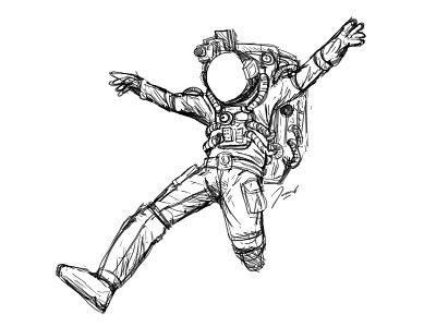 Flying Astronaut Sketch astronaut black and white cartoon design digital drawing flying freedom icon illustration sketch space wip