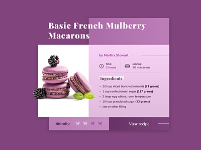 Recipe Card - French Mulberry Macarons concept macaron mulberry recipe recipe card ui