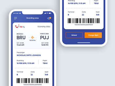 Boarding Pass app concept design ui