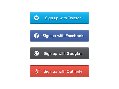 Sign Up Buttons buttons facebook google icons outingly sign up simple twitter ui