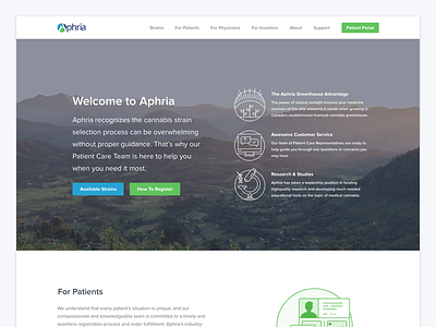 Aphria Homepage clean homepage icons illustrations marketing ui ux web website