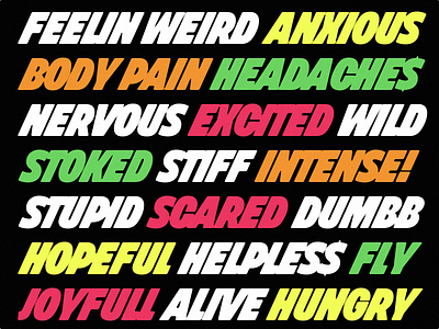 feelings during quarantine branding color feelings flat font fun illustration italics noise text texture typography vector
