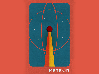 Meteor badge branding flat fun icon illustration logo meteor retro space texture vector