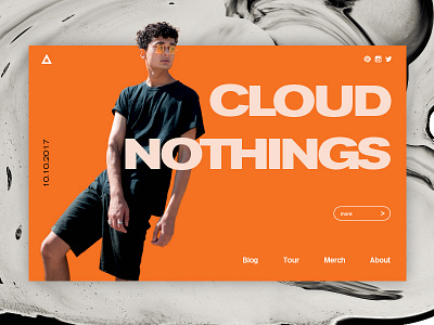 More UI band fun landing page minimal music orange typography ui ux wavvy web website