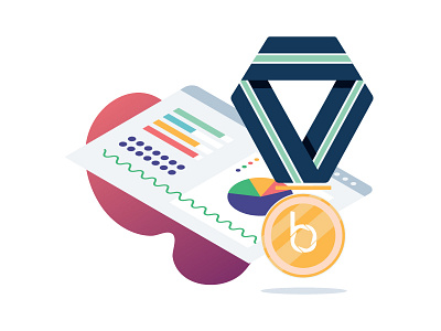 Data and Medals branding design drawing flat fun gradient illustration iso isometric medal ui ux