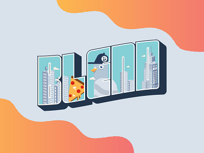 Blend NYC bird branding buildings design flat fun gradient illustration iso isometric pizza