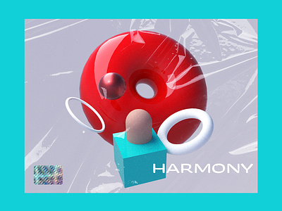 Harmony 3d 3d abstract branding c4d gradient plastic render shapes still life texture typography vector