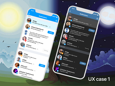 UX case 1 - New Notification Screen dark mode mobile notifications ui