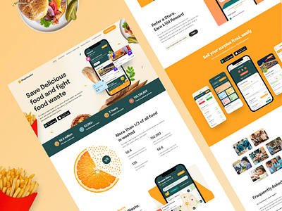 MagicBucket landing page UI Design android app application branding creative design food food waste ios powinstudio praveen solanki restaurents store ui ui ux ui design uidesign uiux