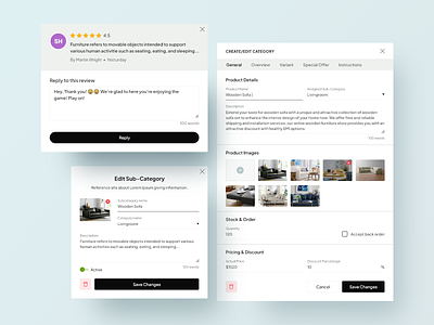 Write Review & Create catagory popup designs