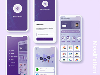 MOODPATTERN MOBILE APP application design mobile app psychology solution ui