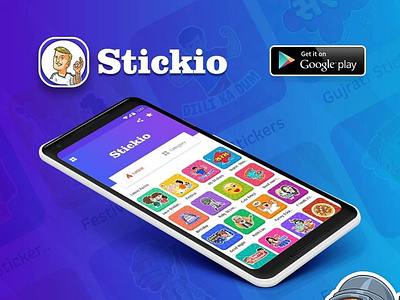 Stickio Android App app art branding design icon illustration illustrator logo ui ux