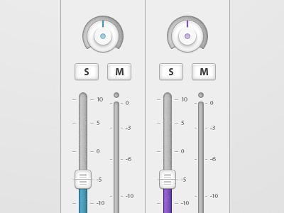 Mixer Elements audio button elements interface knob levels light mixer slider ui