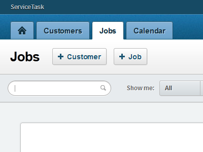 ServiceTask Web App Header