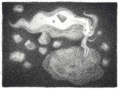The day the world went away asteroid black and white graphite graphite illustration illustration nightsky pencils space texture