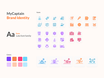 MyCaptain Brand Identity branding design designinspiration dribbble graphicdesign icon icon design iconography illustration landing page typography uxdesign vector