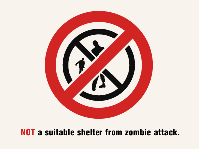 Not Zombie Proof double negative signage zombies