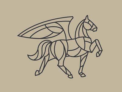 Pegasus branding horse icon identity illustration logo mono pegasus width