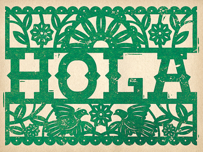 Hola bird color custom hand drawn mexican texture type typography