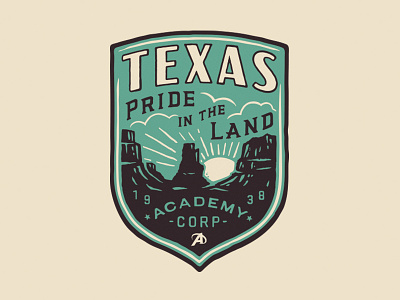 Pride In The Land badge desert icon illustration mountains seal texas