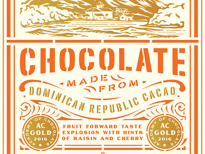 Chocolate chocolate flourish mountains packaging stencil typography