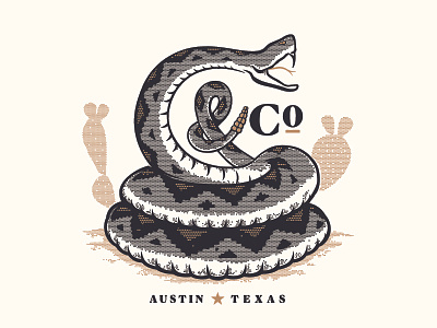 C&Co Rattler branding cactus halftone illustration snake