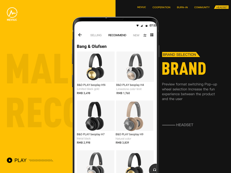 MEVIUC HEADSET app beats design headset ui ux