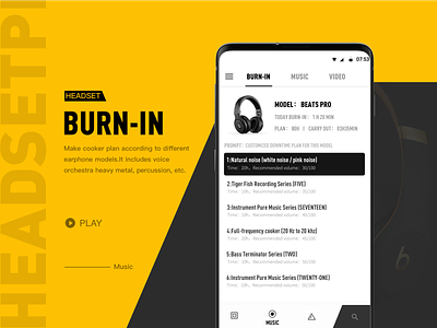 Headset Burn-in app design headset music ui ux