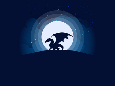 Dragon Silhouette Moonlight design dragon illustration moonlight silhoutte