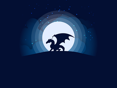 Dragon Silhouette Moonlight