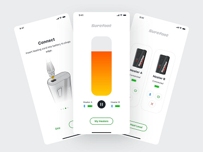 Surefoot Mobile App app application boot control design device equipment heater interface ios iot iphone mobile outfit remote ski snowboard ui ux wearable