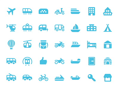 Icon set for Travelints.com expenses flight food holiday living relax resort story tourism transport travel traveling