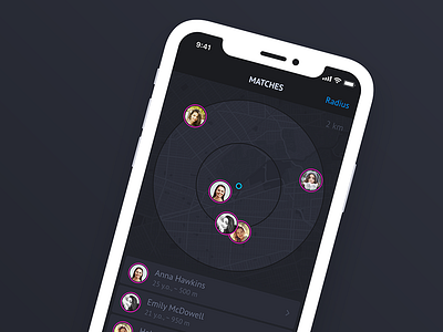 Perfect Match app dating gps interface ios iphone location matching mobile tracking ui ux