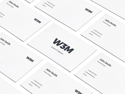 W3M Logo and Business Card app black brand branding business card developement flat font icon identity logo logotype mark mobile software startup style web white