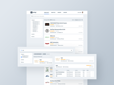 Merchant Search application dashboard design e-commerce filter interaction interface management minimal retail search shop shopping sorting ui ux web