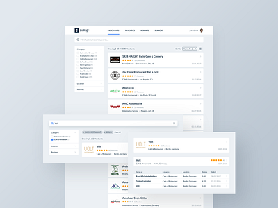 Merchant Search application dashboard design e commerce filter interaction interface management minimal retail search shop shopping sorting ui ux web