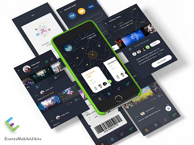 Events Mobile App - Sketch File app chat dj events friends fun mobile music night party ui ux