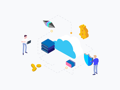 Isometric Graphic Cloud Mining Cryptocurrency bitcoin blockchain cloud coin cryptocurrency data ethereum ico isometric mining platform token