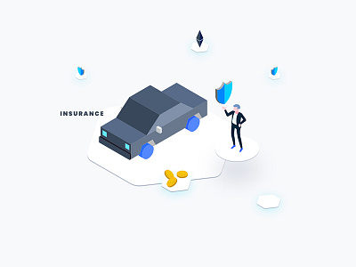 Car Insurance bitcoin blockchain coin cryptocurrency ethereum ico isometric platform token