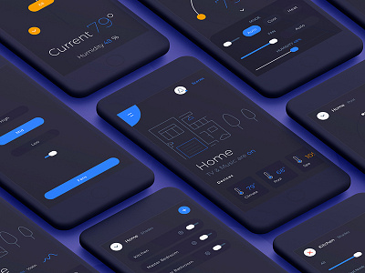 Smart Home Mobile App Dark.Ver app audition auto home mobile smart ui ux