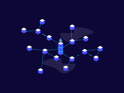 Blockchain Platform Isometric Illustratrion