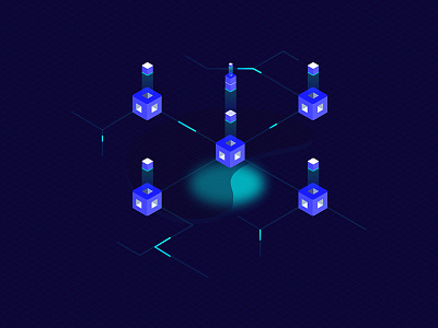 Blockchain Platform Isometric Illustratrion