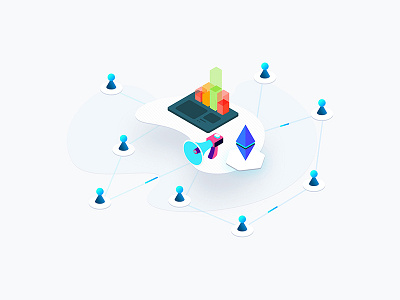 Blockchain Platform Marketing Isometric Illustratrion bitcoin blockchain coin cryptocurrency ethereum exchange ico isometric platform token trade trading